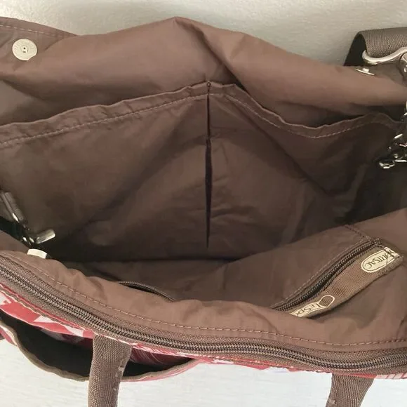 LeSportsac Liz Baby Diaper Bag Tote Large Pockets Rust Brown Utility Carry All - Picture 8 of 9